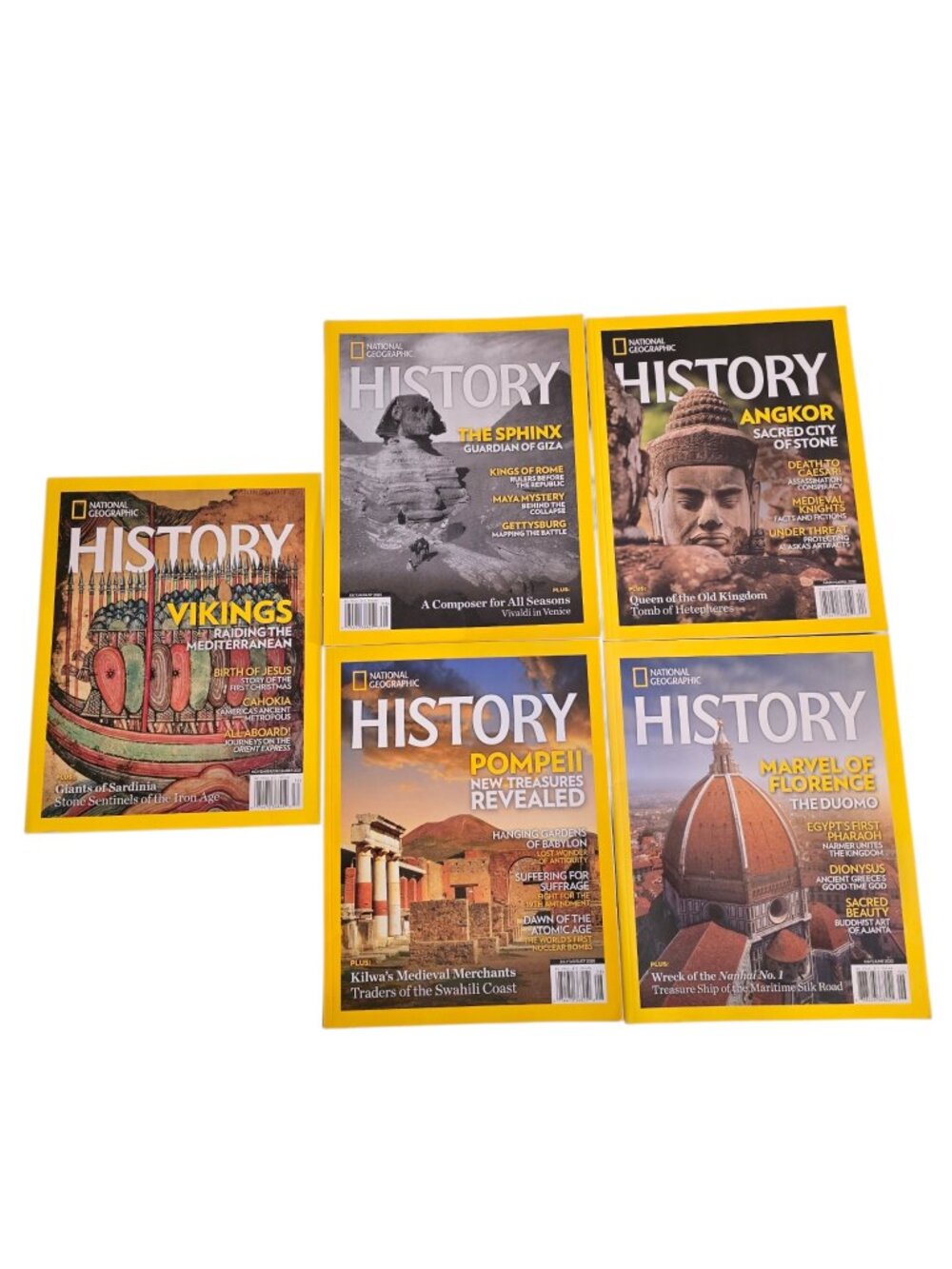 National Geographic History Magazine Lot 5 Vikings Pompeii Angkor Ancient World